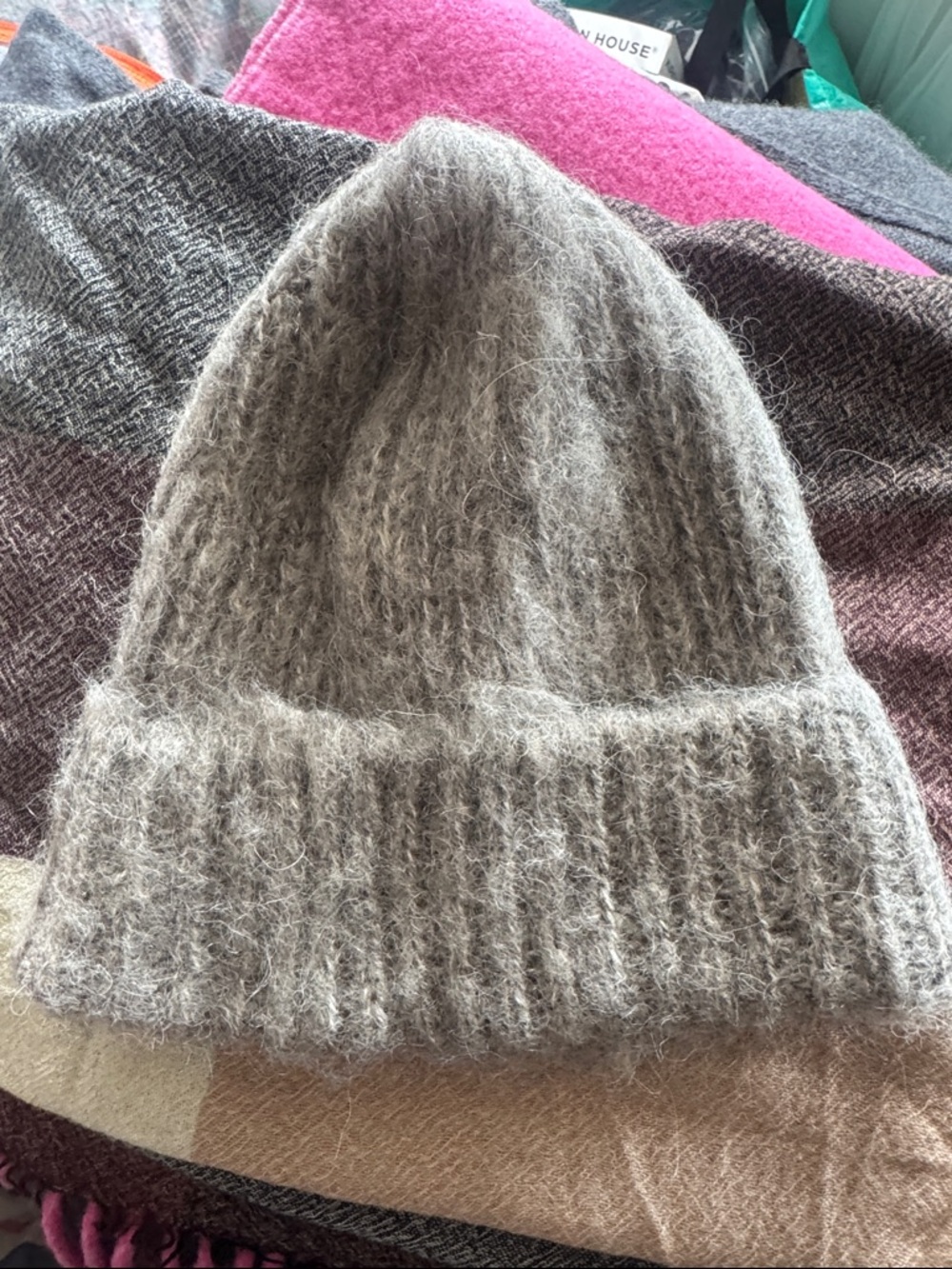 H&M Gray Fuzzy Knit Beanie